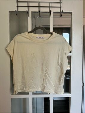 Mango Women's Short Sleeve Crewneck T-Shirt in Cream